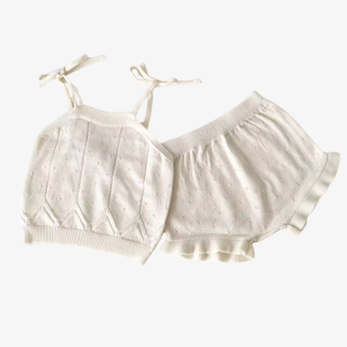 Cream Crochet Short Set